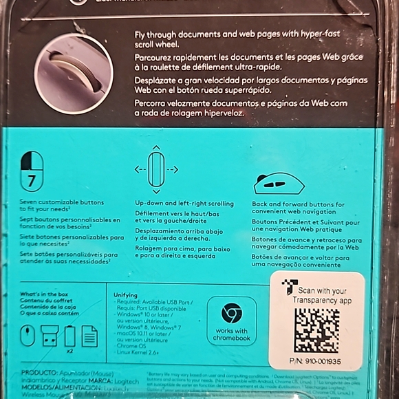 Logitech h Marathon M705 Wireless Mouse Black/Grey - Picture 4 of 4